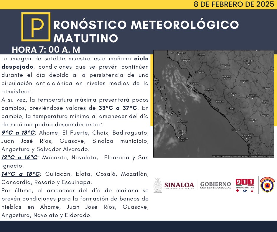 clima sinaloa 8 de febrero