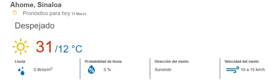 clima ahome 11 de marzo 2025