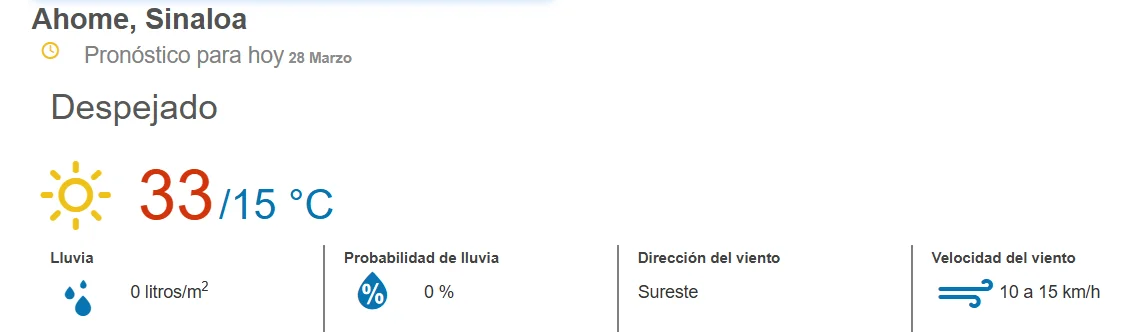 clima ahome 28 de marzo