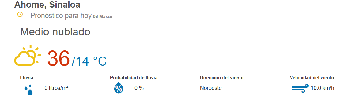 clima ahome 6 de marzo