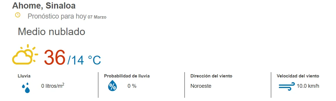 clima ahome 7 de marzo
