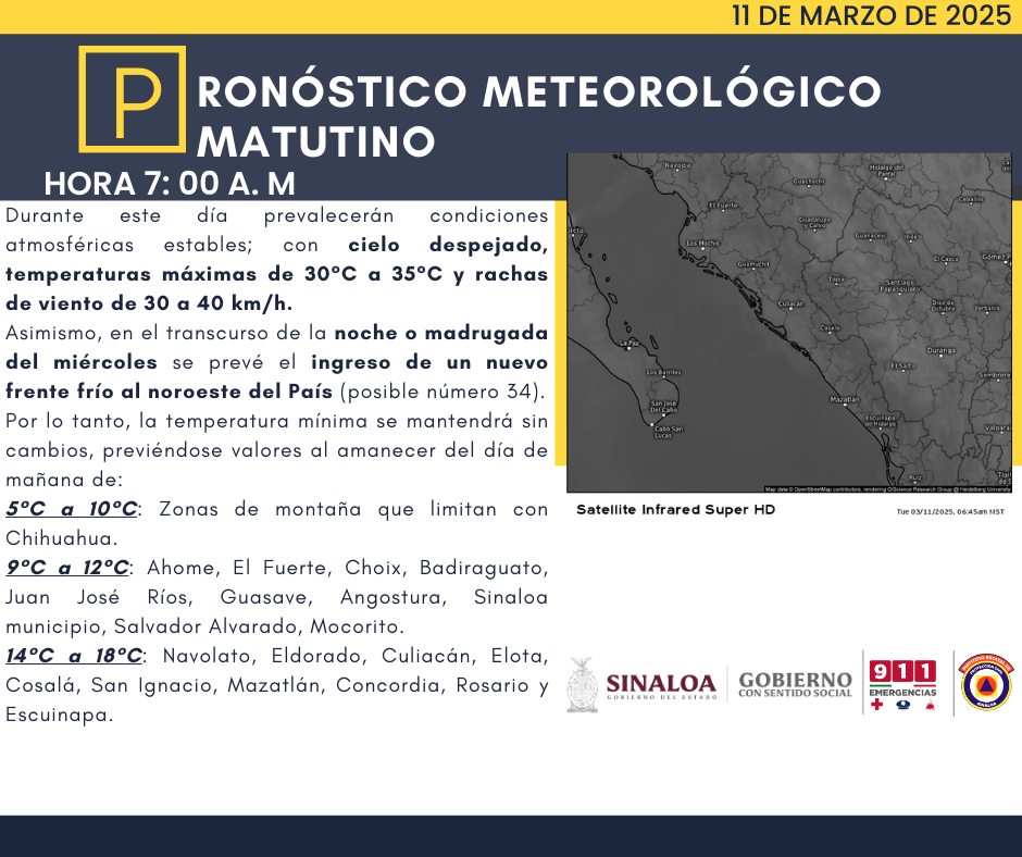 clima sinaloa 11 de marzo 2025
