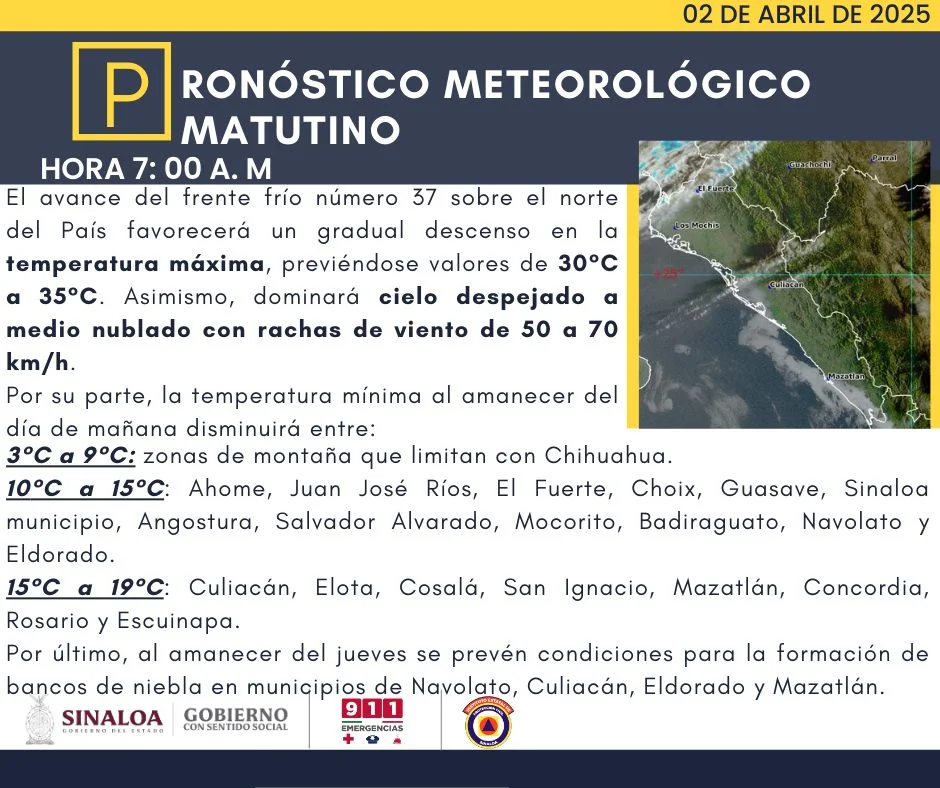 clima sinaloa 2 de abril