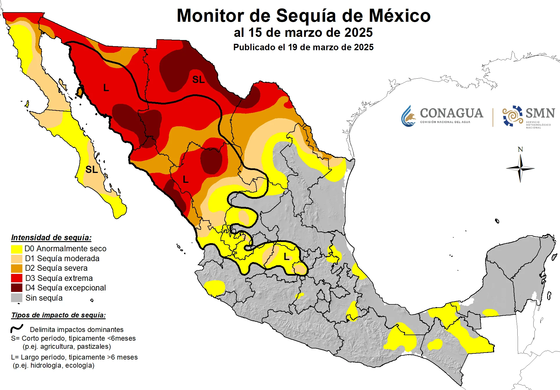monitor de sequia conagua 15 marzo 2025