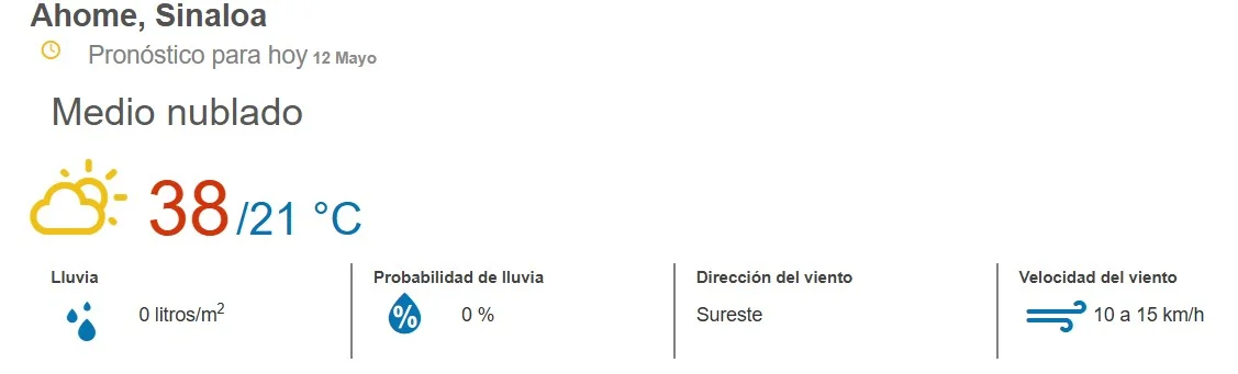 clima ahome 12 de mayo 2025
