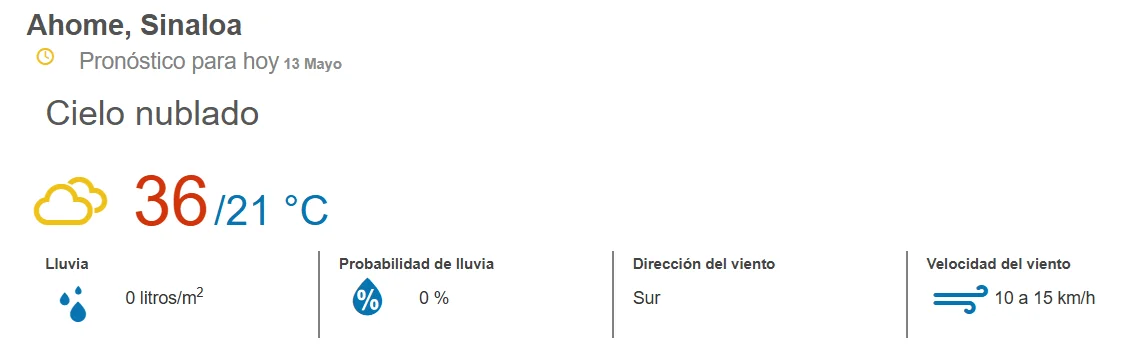 clima ahome 13 de mayo
