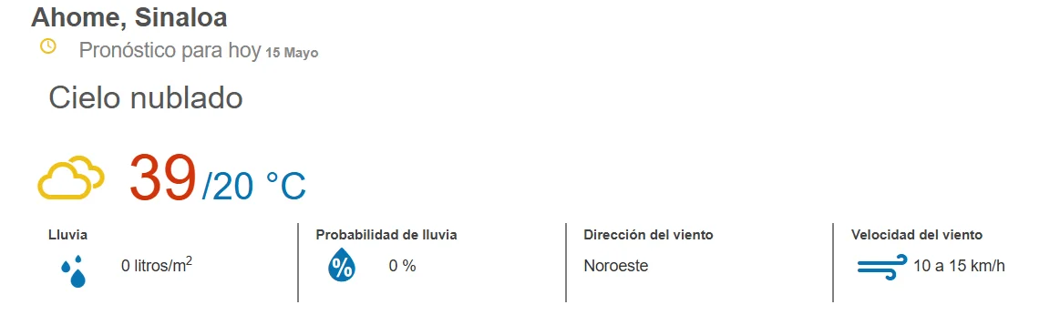 clima ahome 15 de mayo