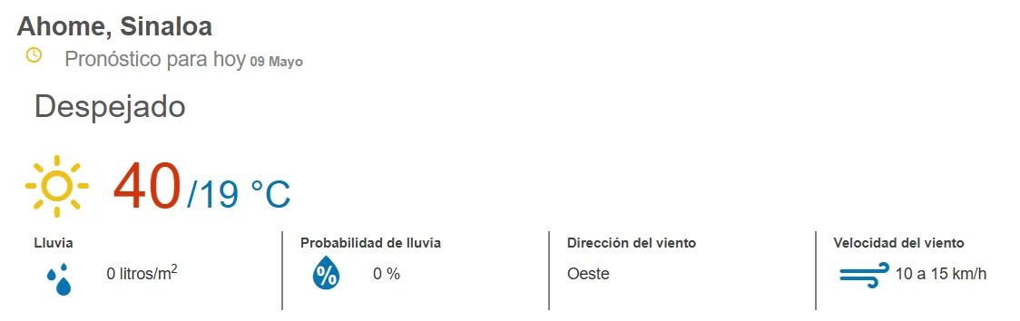 clima ahome 9 de mayo 2025
