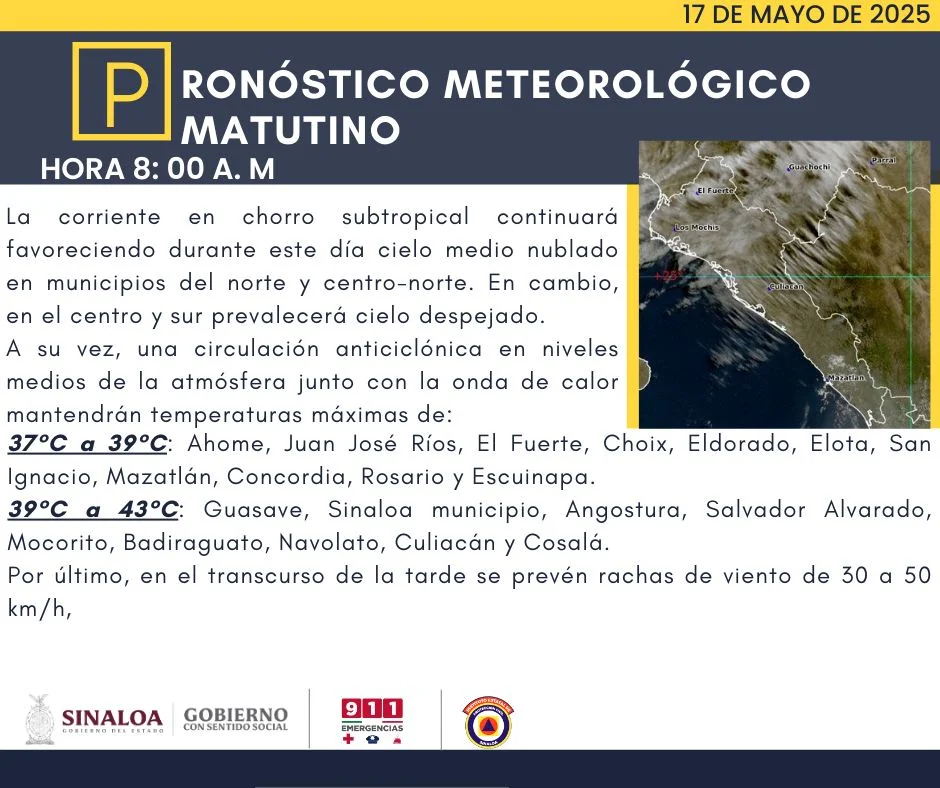 clima sinaloa 17 de mayo
