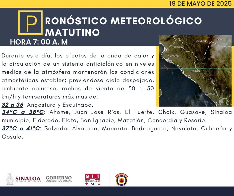 clima sinaloa 19 de mayo