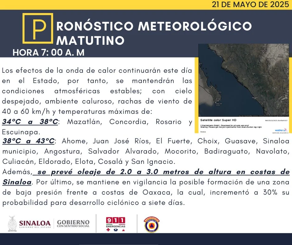 clima sinaloa 21 de mayo