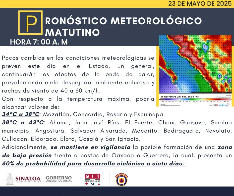 clima sinaloa 23 de mayo