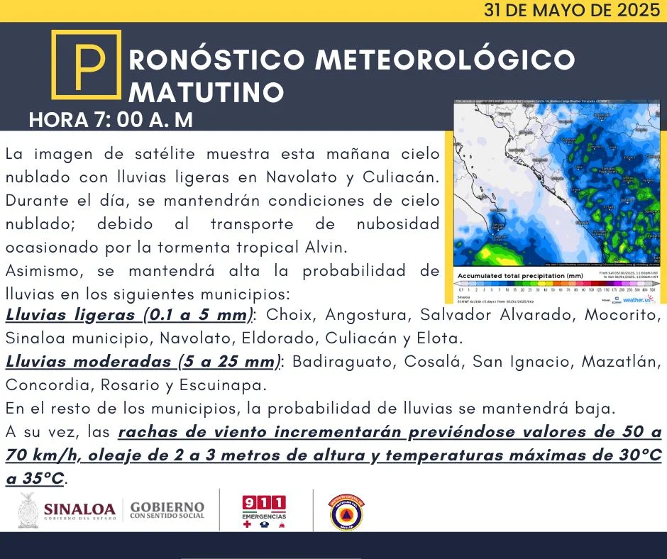 clima sinaloa 31 de mayo