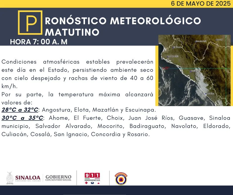 clima sinaloa 6 de mayo 2025