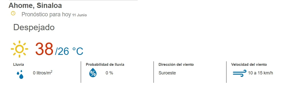 clima ahome 11 de junio