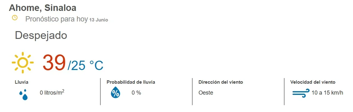 clima ahome 13 de junio