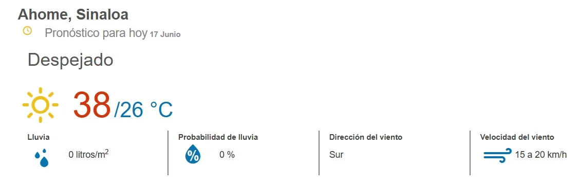 clima ahome 17 de junio