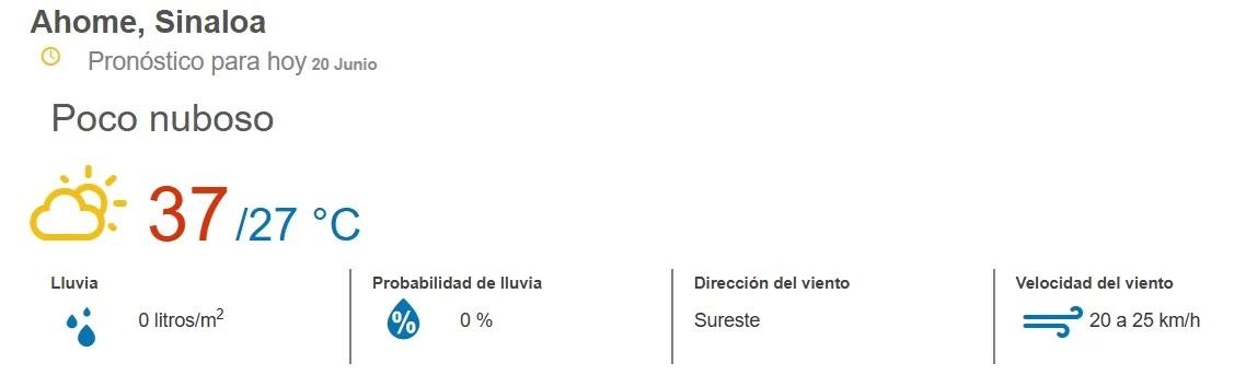 clima ahome 20 de junio