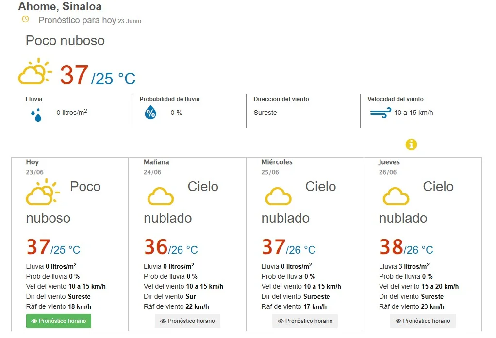 clima ahome 23 de junio