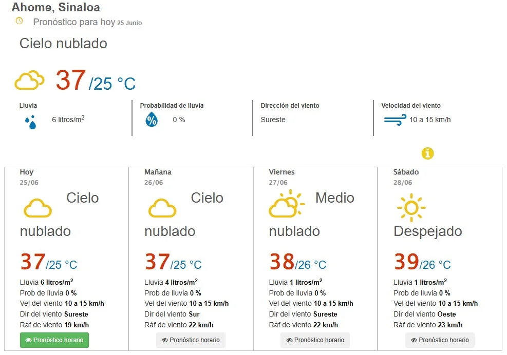 clima ahome 25 de junio