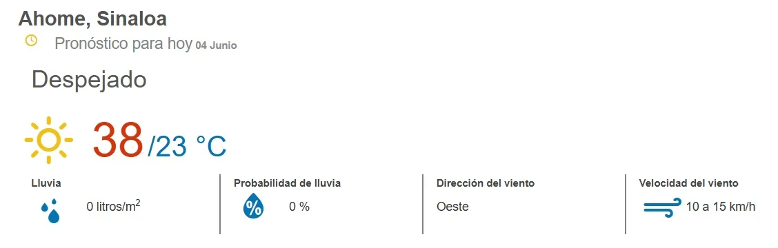 clima ahome 4 de junio