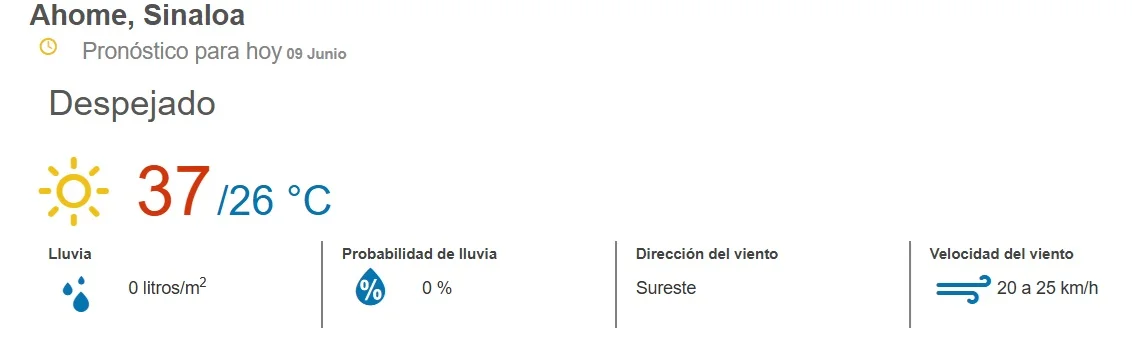 clima ahome 9 de junio