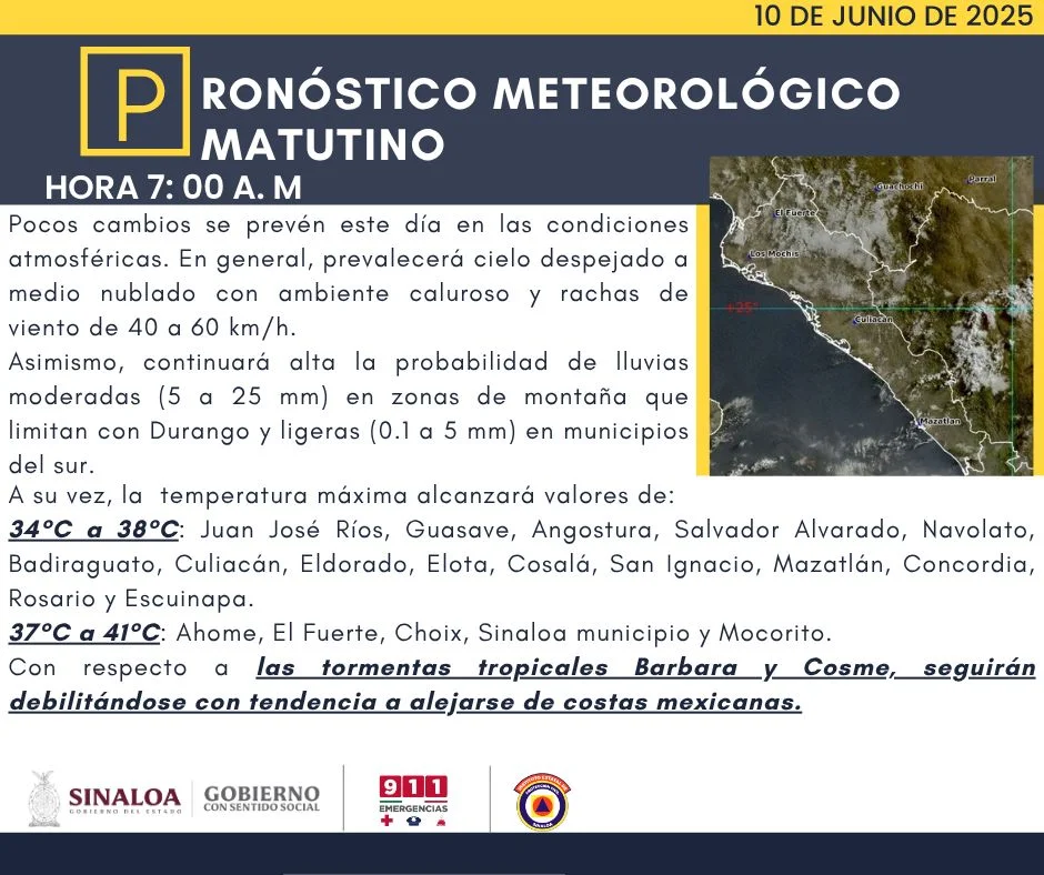 clima sinaloa 10 de junio