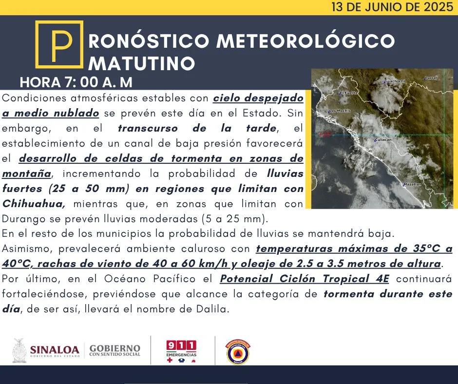 clima sinaloa 13 de junio