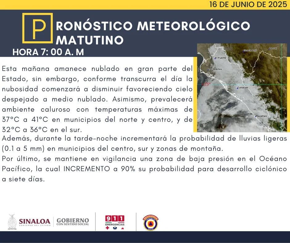 clima sinaloa 16 de junio