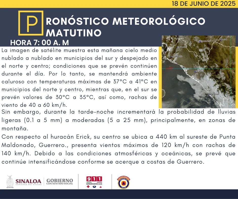 clima sinaloa 18 de junio