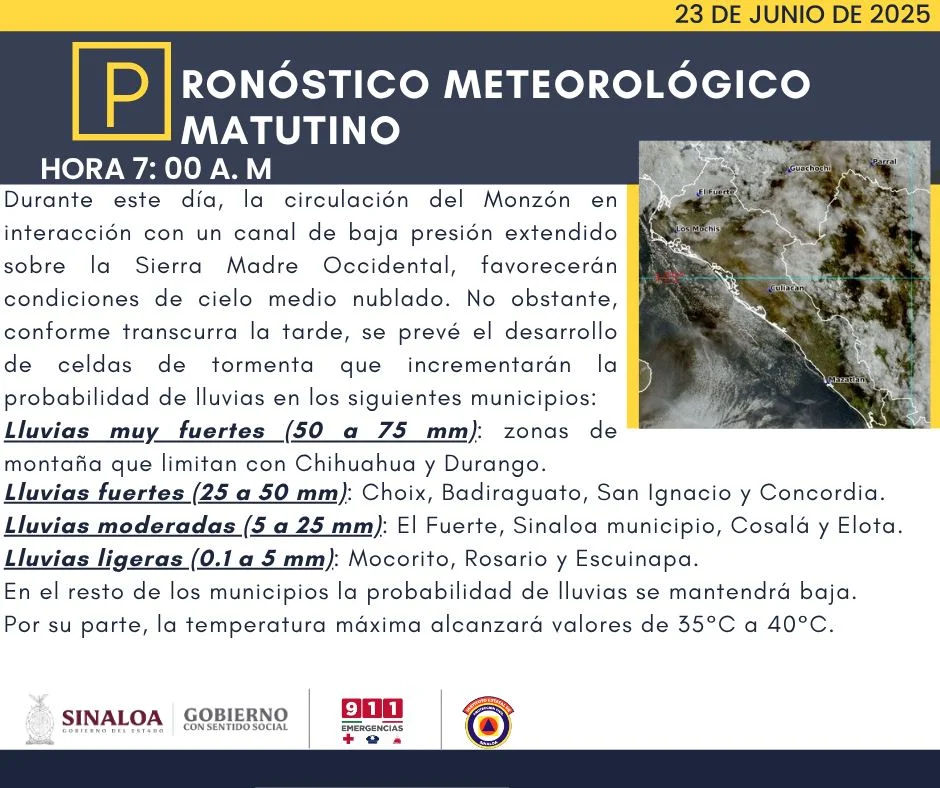 clima sinaloa 23 de junio