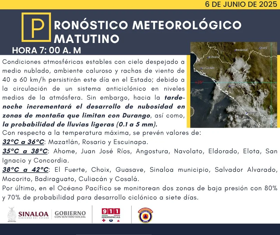 clima sinaloa 6 de junio