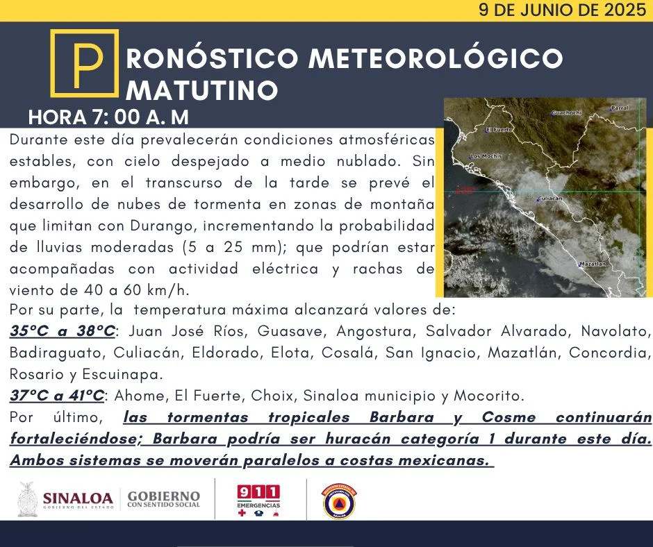 clima sinaloa 9 de junio