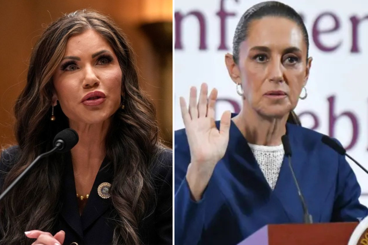 Kristi Noem, secretaria de Seguridad Nacional, señala a la presidenta de México por supuestamente promover movilizaciones contra medidas antimigrantes de Trump.