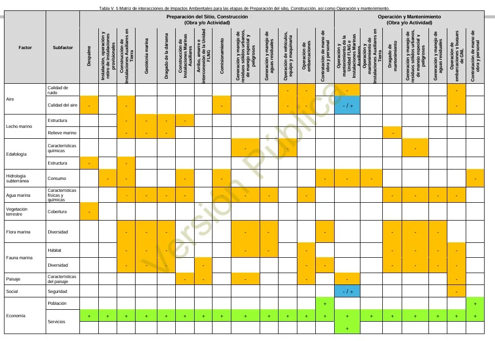 Matriz de impactosa ambientales vista pacifico 