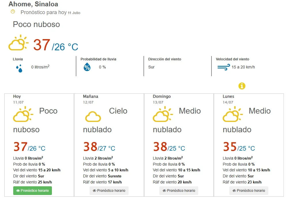 clima ahome 11 de julio