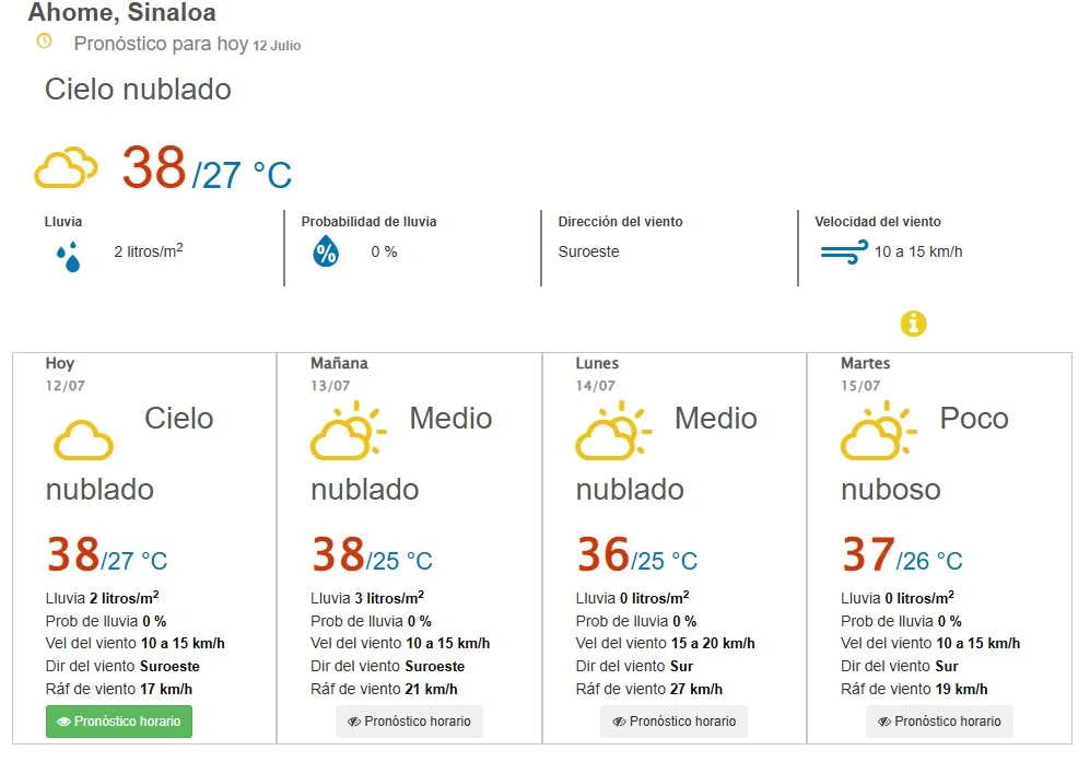 clima ahome 12 de julio