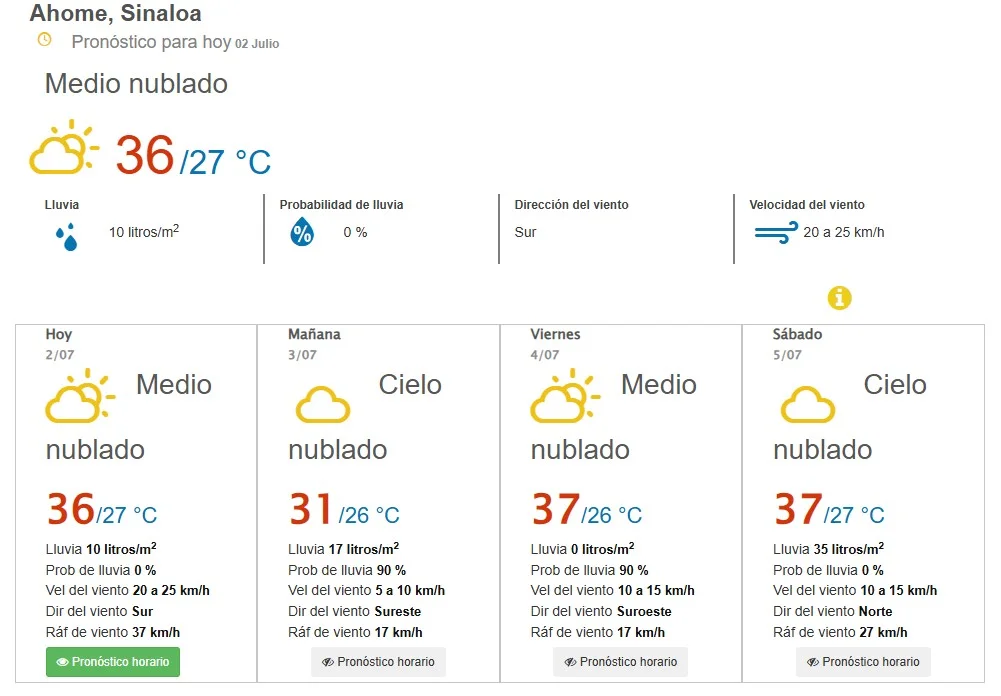 clima ahome 2 de julio