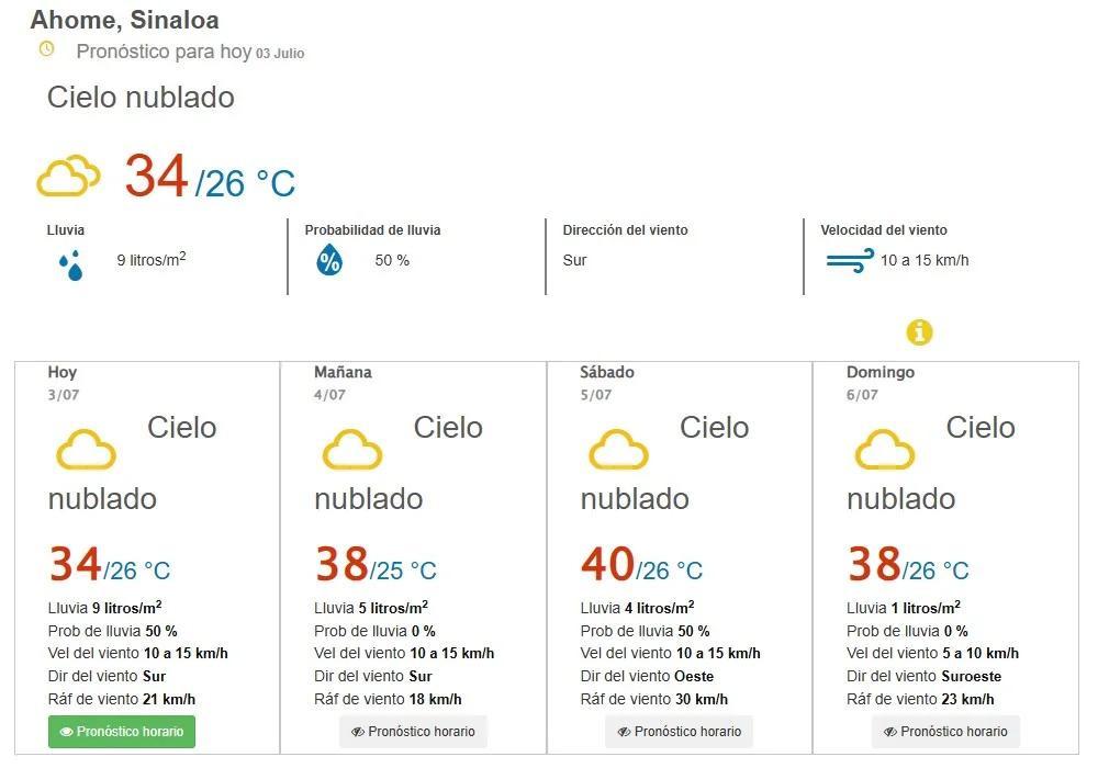 clima ahome 3 de julio