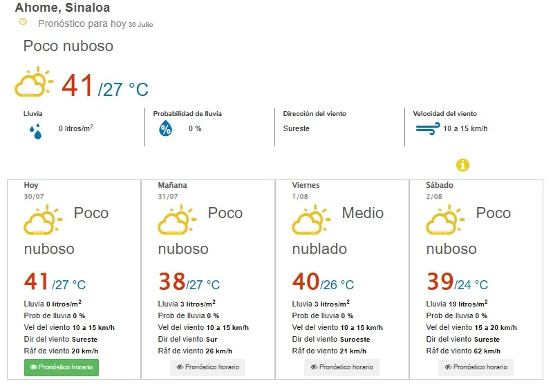 clima ahome 30 de julio