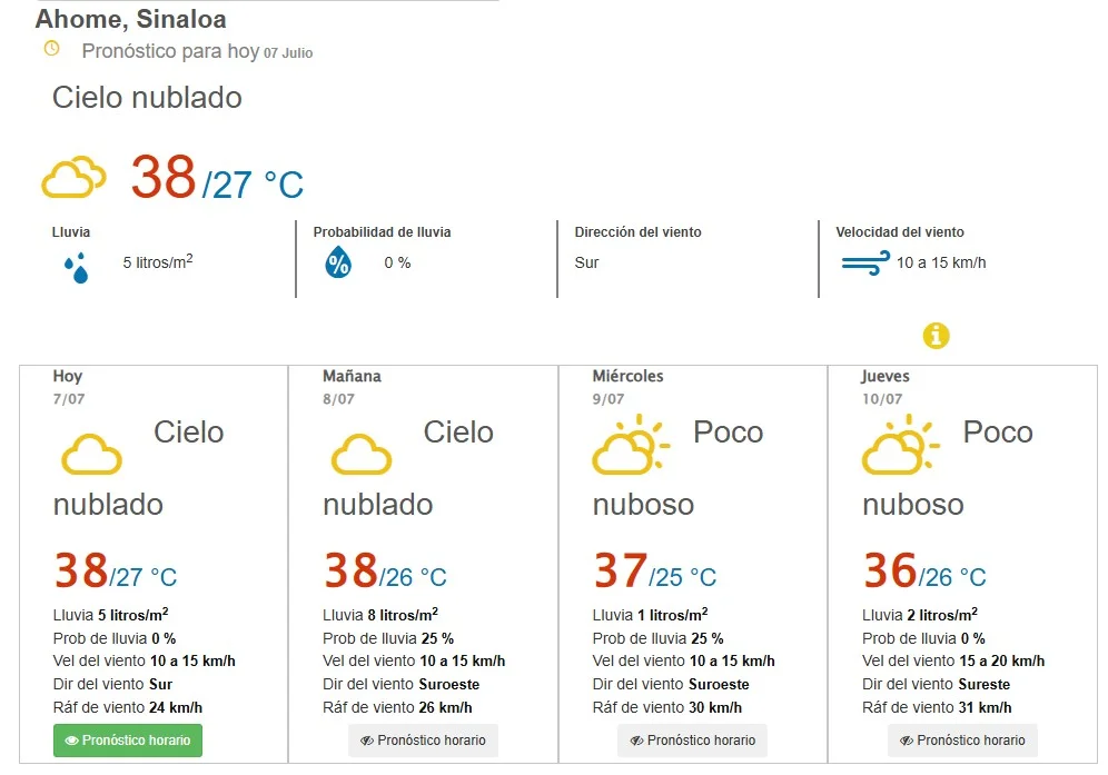 clima ahome 7 de julio