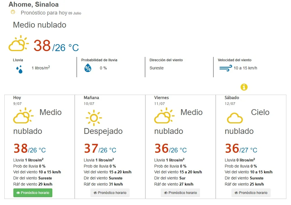 clima ahome 9 de julio