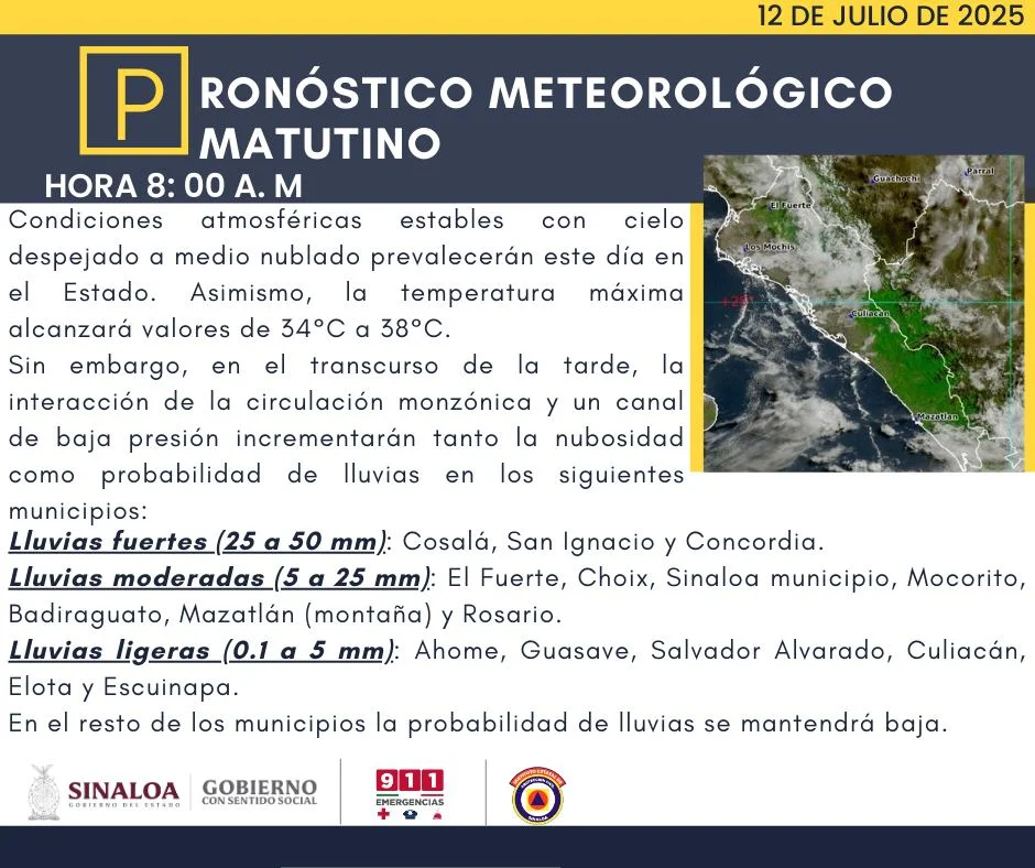 clima sinaloa 12 de julio