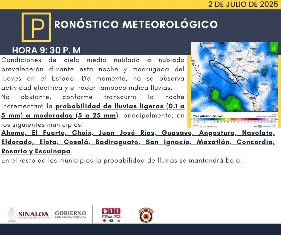 clima sinaloa 3 de julio