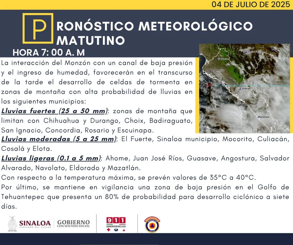 clima sinaloa 4 de julio