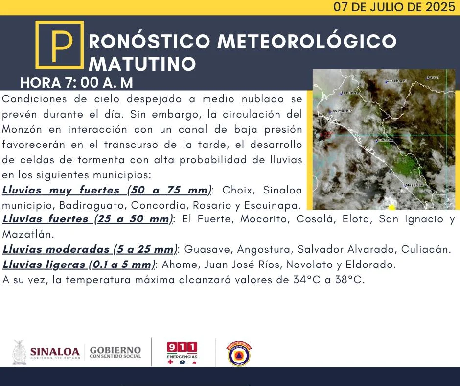 clima sinaloa 7 de julio