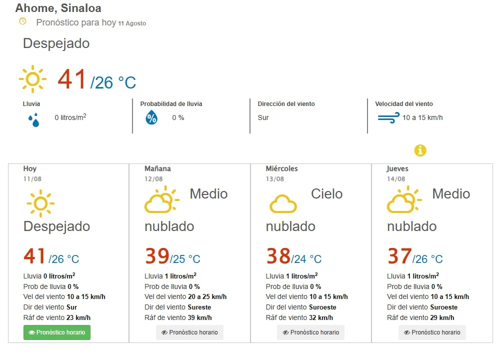 clima ahome 11 de agosto