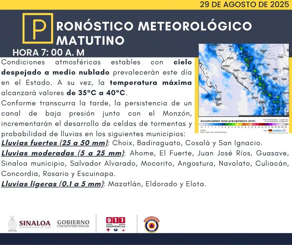 clima sinaloa 29 de agosto