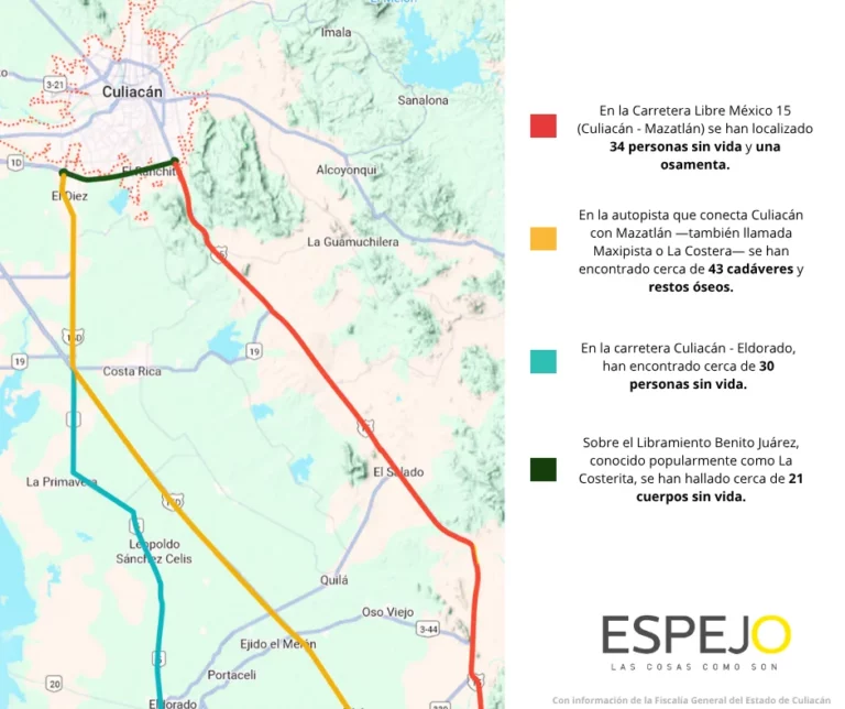 Mapa violencia en carretera Sinaloa