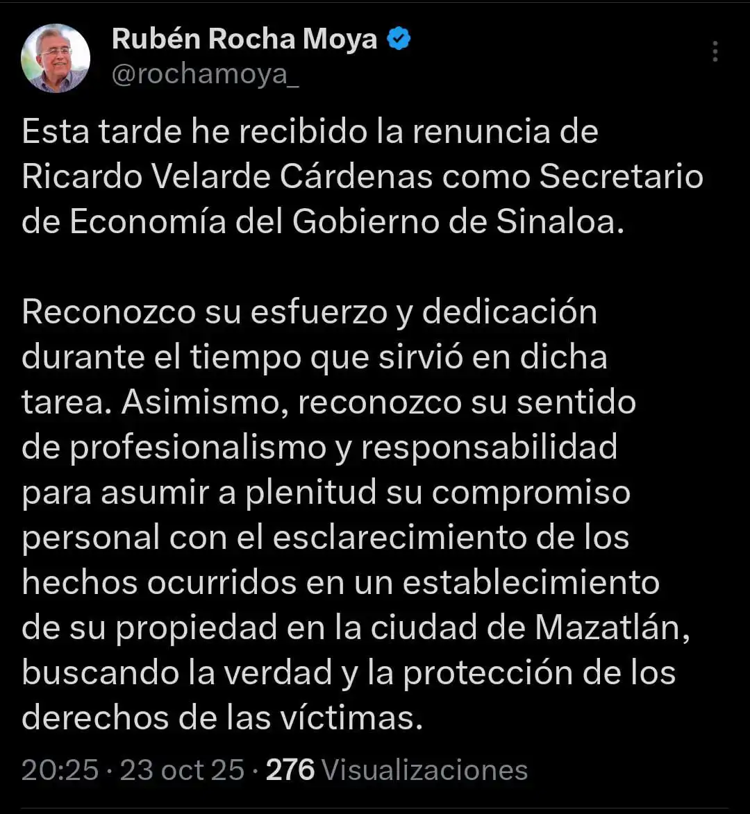 Anuncio renuncia ricardo velarde